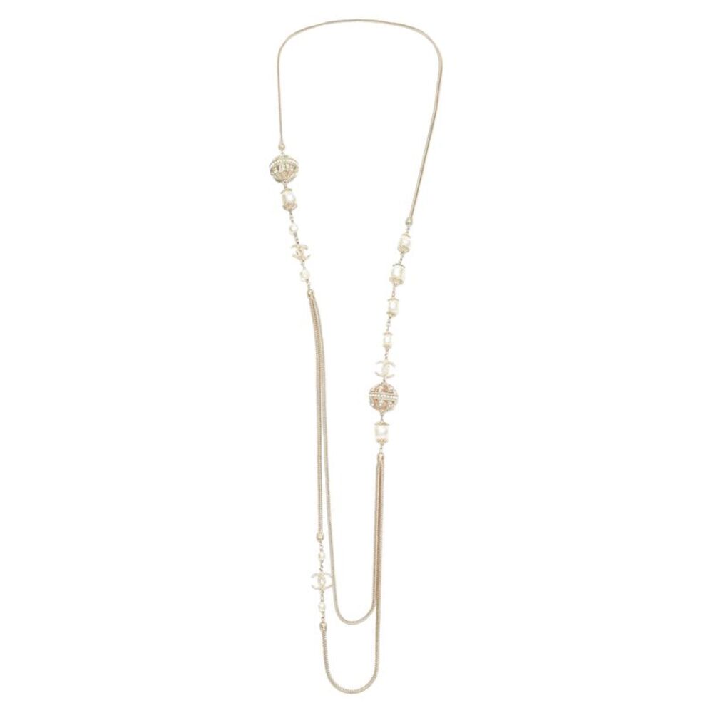 Chanel Pearl Logo Globes Necklace